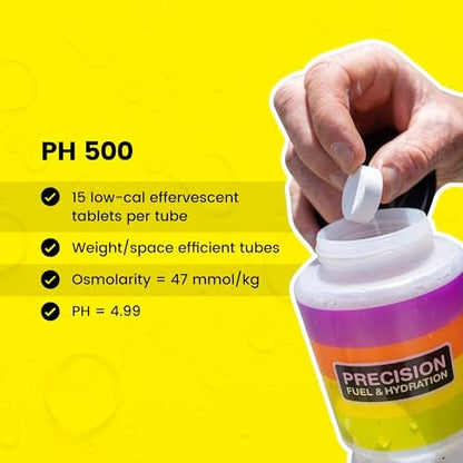 Precision Hydration Elektrolyt-Tabletten – Mehrfachstärke, Brausetabletten gegen Krämpfe, Kalorienarm, Glutenfrei, Vegan/Vegetarisch (1 Tube, 500mg/L – Gelbe Tube)