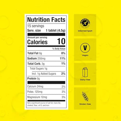 Precision Hydration Elektrolyt-Tabletten – Mehrfachstärke, Brausetabletten gegen Krämpfe, Kalorienarm, Glutenfrei, Vegan/Vegetarisch (1 Tube, 500mg/L – Gelbe Tube)
