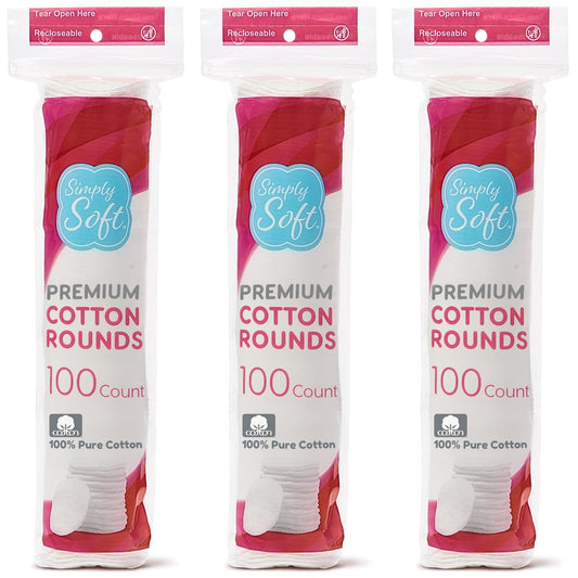 Medline Simply Soft Wattepads aus 100% Baumwolle (300 Stück) – Saugfähig, strukturiert, fusselfrei