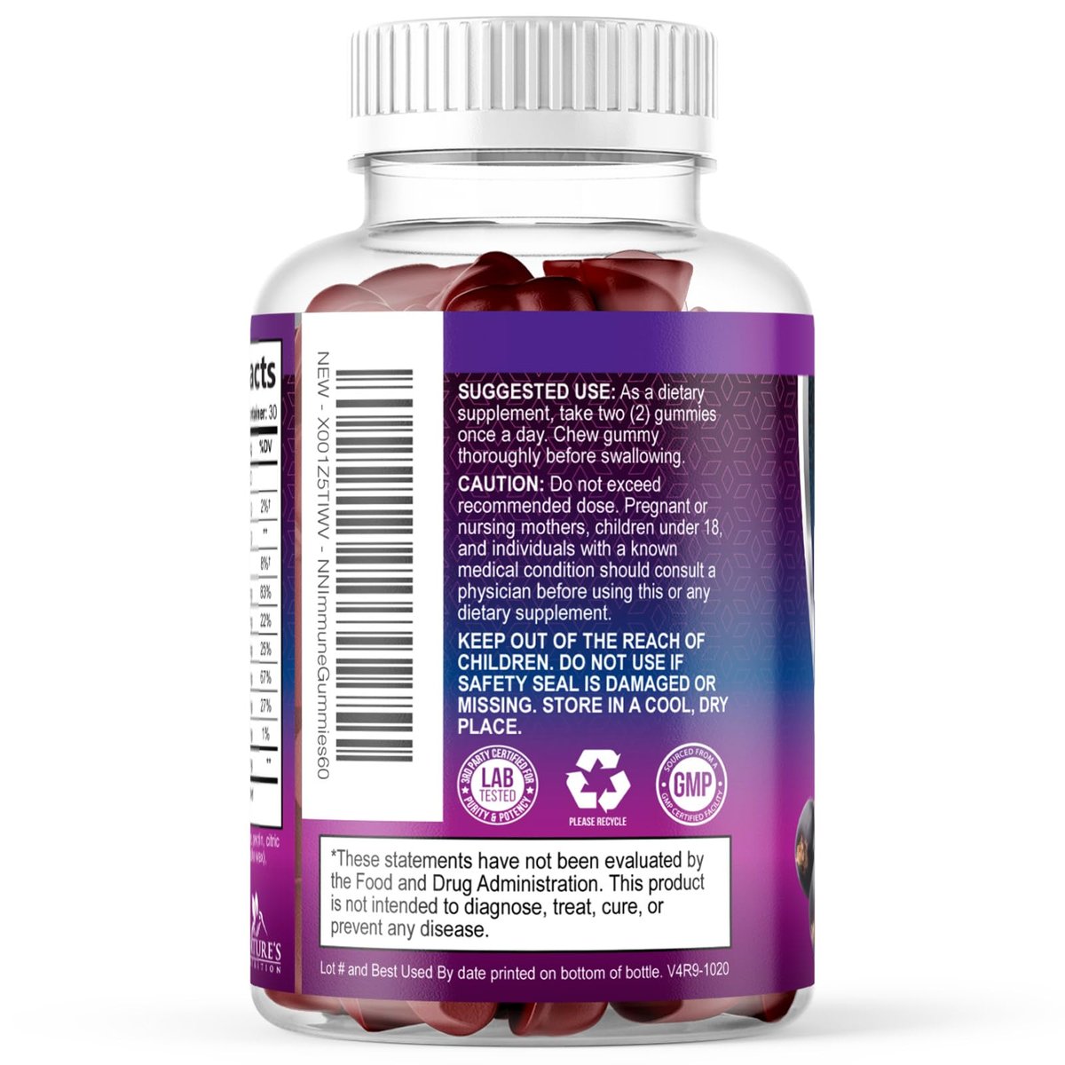 Elderberry Immun-Boost Gummis – 3-fach Stärke mit Holunderbeere, Vitamin C, D3 & Zink – 60 Gummis für Erwachsene & Kinder