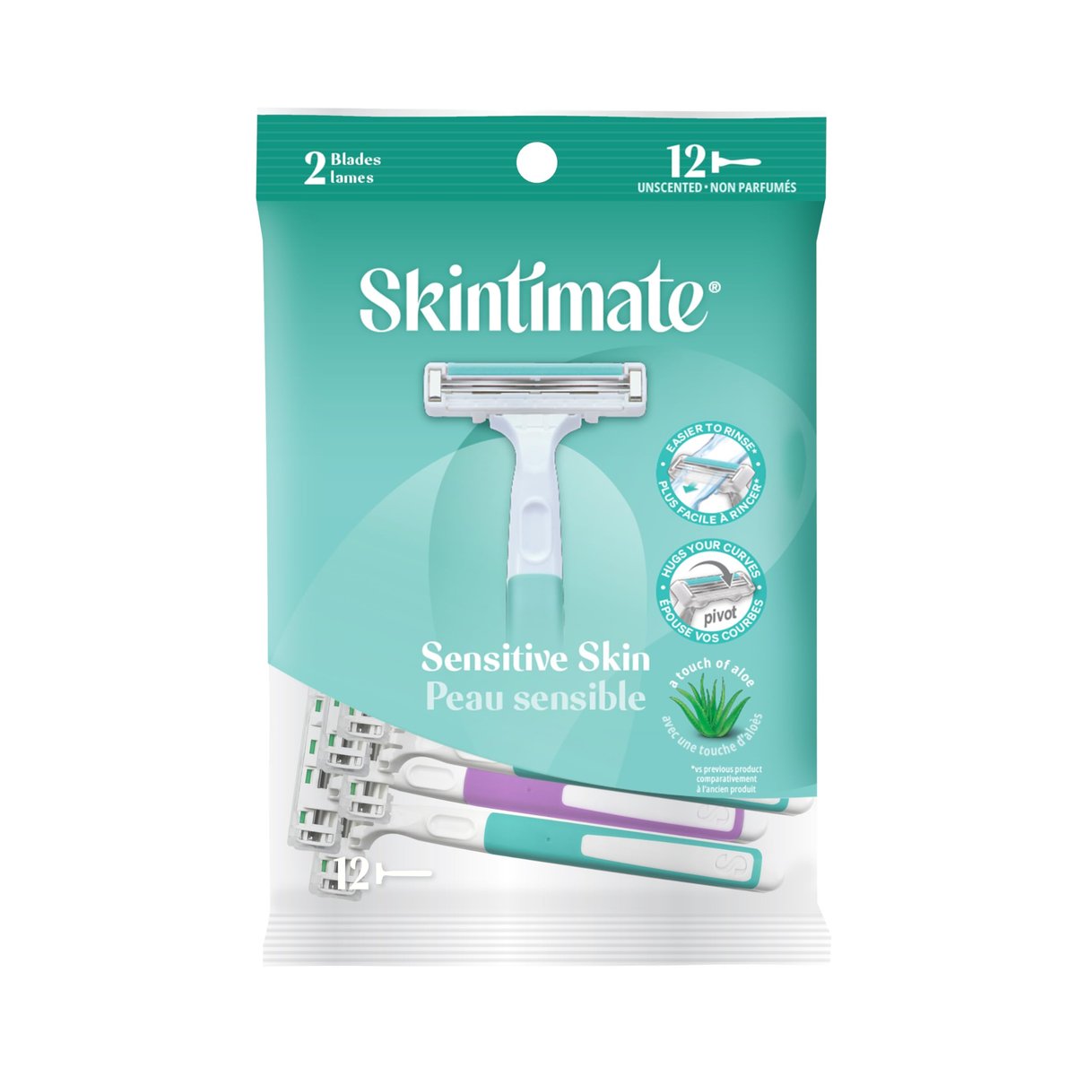 Skintimate Doppelklingen-Einwegrasierer für Frauen – 12 Stück