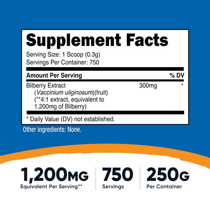 Nutricost Bilberry Pulver 250 Gramm – Glutenfrei und Nicht-GMO