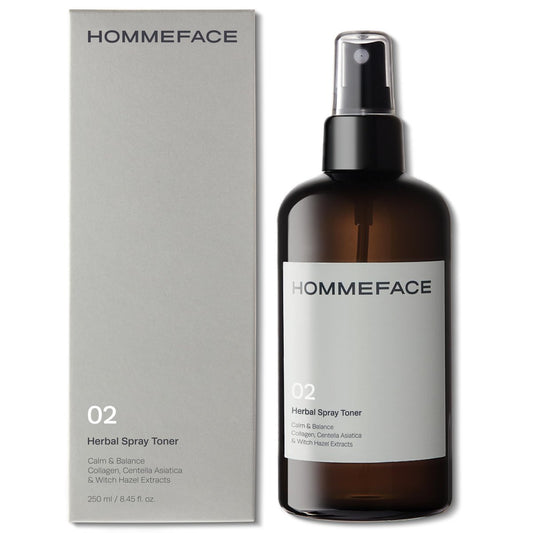 HOMMEFACE Herbal Spray Gesichtstonikum für Männer - Alkoholfrei, Feuchtigkeitsspendend & Ausgleichendes Gesichtsspray - Koreanische Hautpflege-Technologie mit Hamamelis, CICA-Extrakt, Hyaluronsäure, 250 ml
