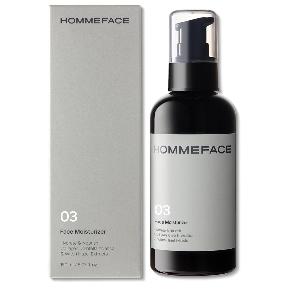 HommeFace Tägliche Gesichtsfeuchtigkeitscreme für Männer, 150 ml - Hydratisierende & Nährende Gesichtslotion mit Koreanischer Hautpflegetechnologie, Kollagen, Hamamelis & Cica-Extrakten