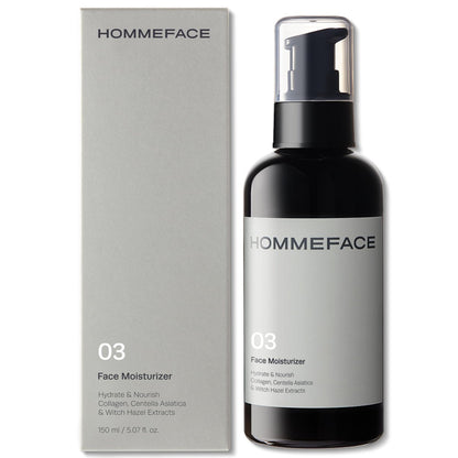HommeFace Tägliche Gesichtsfeuchtigkeitscreme für Männer, 150 ml - Hydratisierende & Nährende Gesichtslotion mit Koreanischer Hautpflegetechnologie, Kollagen, Hamamelis & Cica-Extrakten