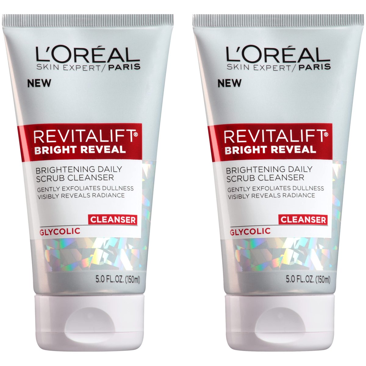 L'Oreal Paris Revitalift Bright Reveal Anti-Aging Gesichtsreiniger mit Glykolsäure 2 x 150 ml