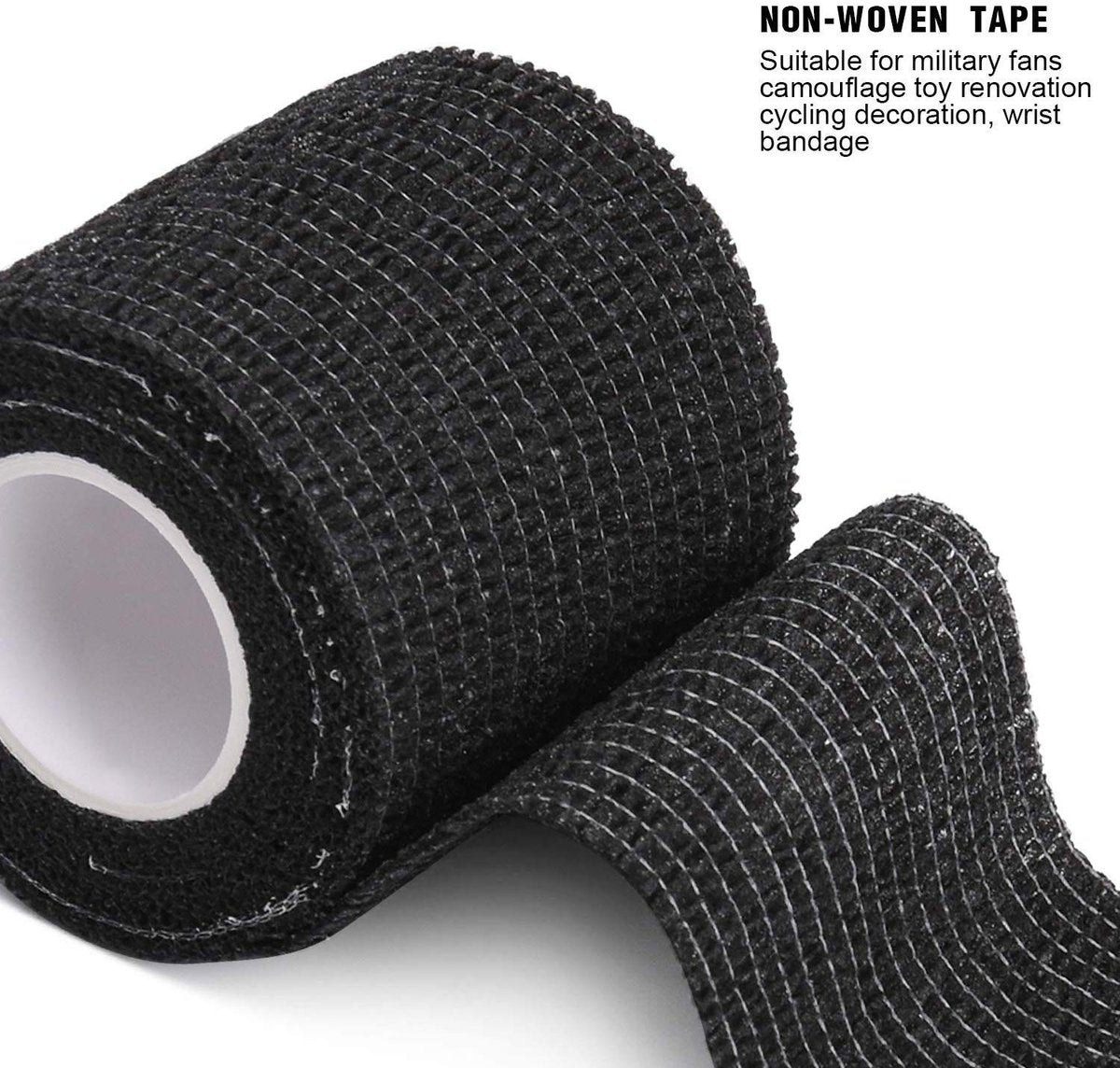 BISIBITA2 Sensi Wrap Grip Cover Sport Selbstklebende Bandage 2 Zoll x 5 Yards 24 Stück (Schwarz)