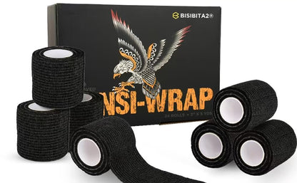 BISIBITA2 Sensi Wrap Grip Cover Sport Selbstklebende Bandage 2 Zoll x 5 Yards 24 Stück (Schwarz)