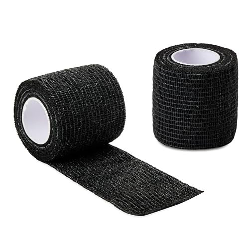 BISIBITA2 Sensi Wrap Grip Cover Sport Selbstklebende Bandage 2 Zoll x 5 Yards 24 Stück (Schwarz)