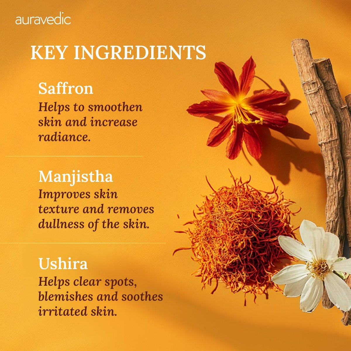 Auravedic Kumkumadi Gesichtsöl mit Safran | Ayurvedisches Leuchtöl für dunkle Flecken, fahle & unebene Haut | Leichtes, feuchtigkeitsspendendes Nachtöl für strahlend glatte Haut | 100 ml