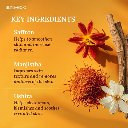 Auravedic Kumkumadi Gesichtsöl mit Safran | Ayurvedisches Leuchtöl für dunkle Flecken, fahle & unebene Haut | Leichtes, feuchtigkeitsspendendes Nachtöl für strahlend glatte Haut | 100 ml