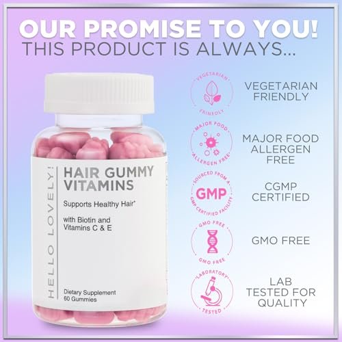 Haar-Vitamin Gummibärchen für Haarwachstum – Beauty-Komplex für Haare, Haut & Nägel mit 5000 mcg Biotin pro Portion – Fördert dichteres, stärkeres, strahlendes Haar für Frauen & Männer, Beerengeschmack – 60 Gummibärchen