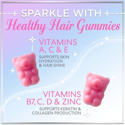 Haar-Vitamin Gummibärchen für Haarwachstum – Beauty-Komplex für Haare, Haut & Nägel mit 5000 mcg Biotin pro Portion – Fördert dichteres, stärkeres, strahlendes Haar für Frauen & Männer, Beerengeschmack – 60 Gummibärchen