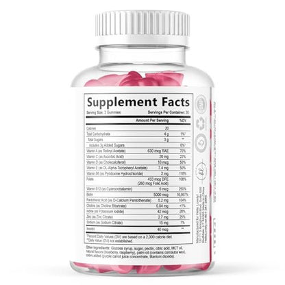 Haar-Vitamin Gummibärchen für Haarwachstum – Beauty-Komplex für Haare, Haut & Nägel mit 5000 mcg Biotin pro Portion – Fördert dichteres, stärkeres, strahlendes Haar für Frauen & Männer, Beerengeschmack – 60 Gummibärchen