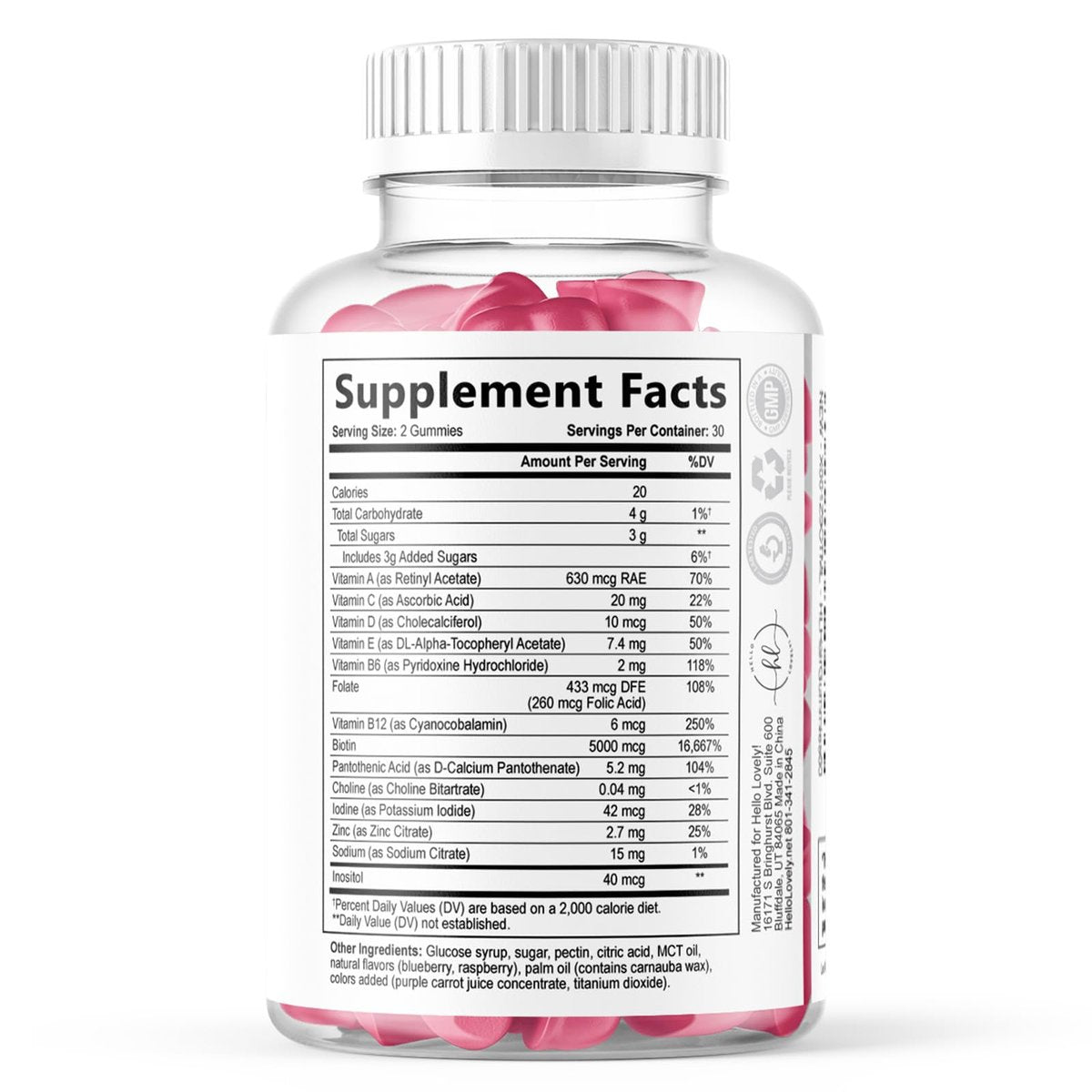 Haar-Vitamin Gummibärchen für Haarwachstum – Beauty-Komplex für Haare, Haut & Nägel mit 5000 mcg Biotin pro Portion – Fördert dichteres, stärkeres, strahlendes Haar für Frauen & Männer, Beerengeschmack – 60 Gummibärchen