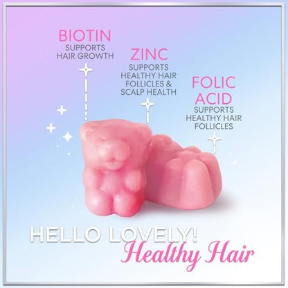 Haar-Vitamin Gummibärchen für Haarwachstum – Beauty-Komplex für Haare, Haut & Nägel mit 5000 mcg Biotin pro Portion – Fördert dichteres, stärkeres, strahlendes Haar für Frauen & Männer, Beerengeschmack – 60 Gummibärchen
