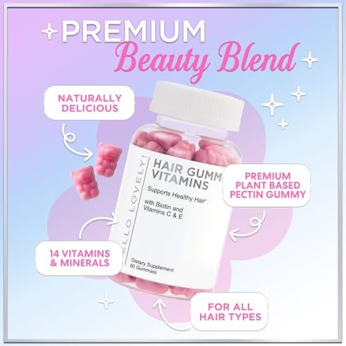Haar-Vitamin Gummibärchen für Haarwachstum – Beauty-Komplex für Haare, Haut & Nägel mit 5000 mcg Biotin pro Portion – Fördert dichteres, stärkeres, strahlendes Haar für Frauen & Männer, Beerengeschmack – 60 Gummibärchen