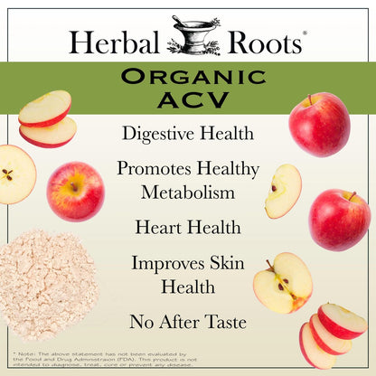 Herbal Roots Bio Apfelessig Kapseln mit Mutter und Bio Cayennepfeffer | 650 mg | 60 Vegane Kapseln