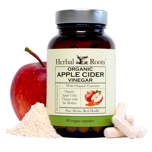 Herbal Roots Bio Apfelessig Kapseln mit Mutter und Bio Cayennepfeffer | 650 mg | 60 Vegane Kapseln