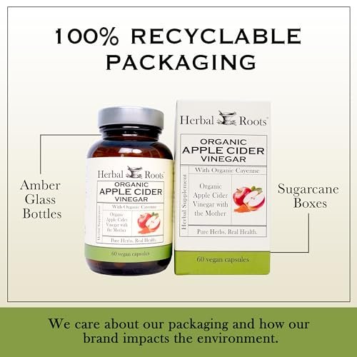 Herbal Roots Bio Apfelessig Kapseln mit Mutter und Bio Cayennepfeffer | 650 mg | 60 Vegane Kapseln