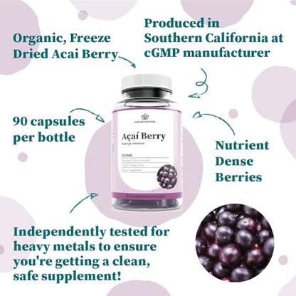 Nature Restore Bio Acai-Beere Kapseln, gefriergetrocknet, 90 Kapseln, Nicht GVO, Glutenfrei, Vegan