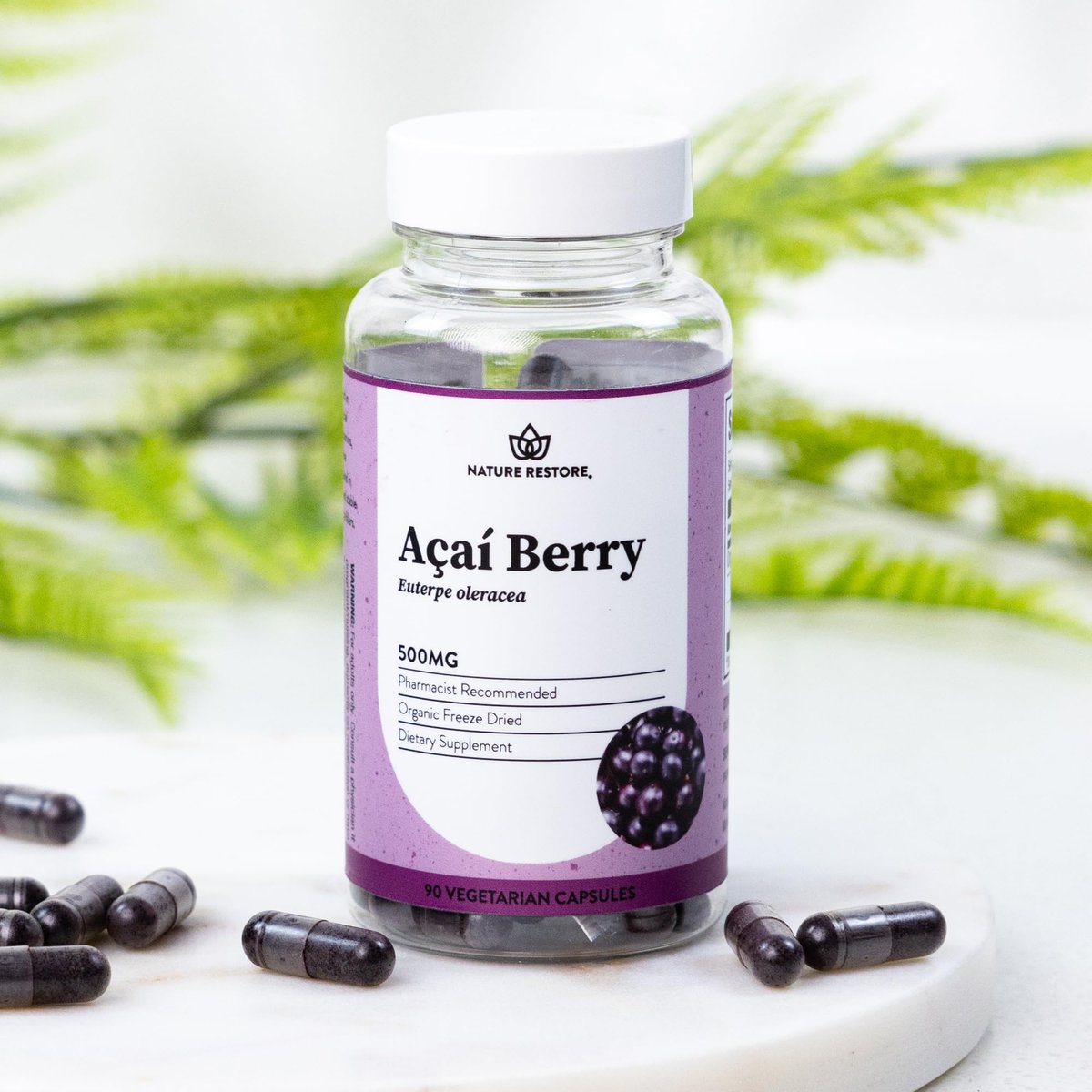 Nature Restore Bio Acai-Beere Kapseln, gefriergetrocknet, 90 Kapseln, Nicht GVO, Glutenfrei, Vegan