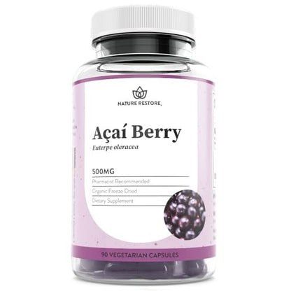 Nature Restore Bio Acai-Beere Kapseln, gefriergetrocknet, 90 Kapseln, Nicht GVO, Glutenfrei, Vegan