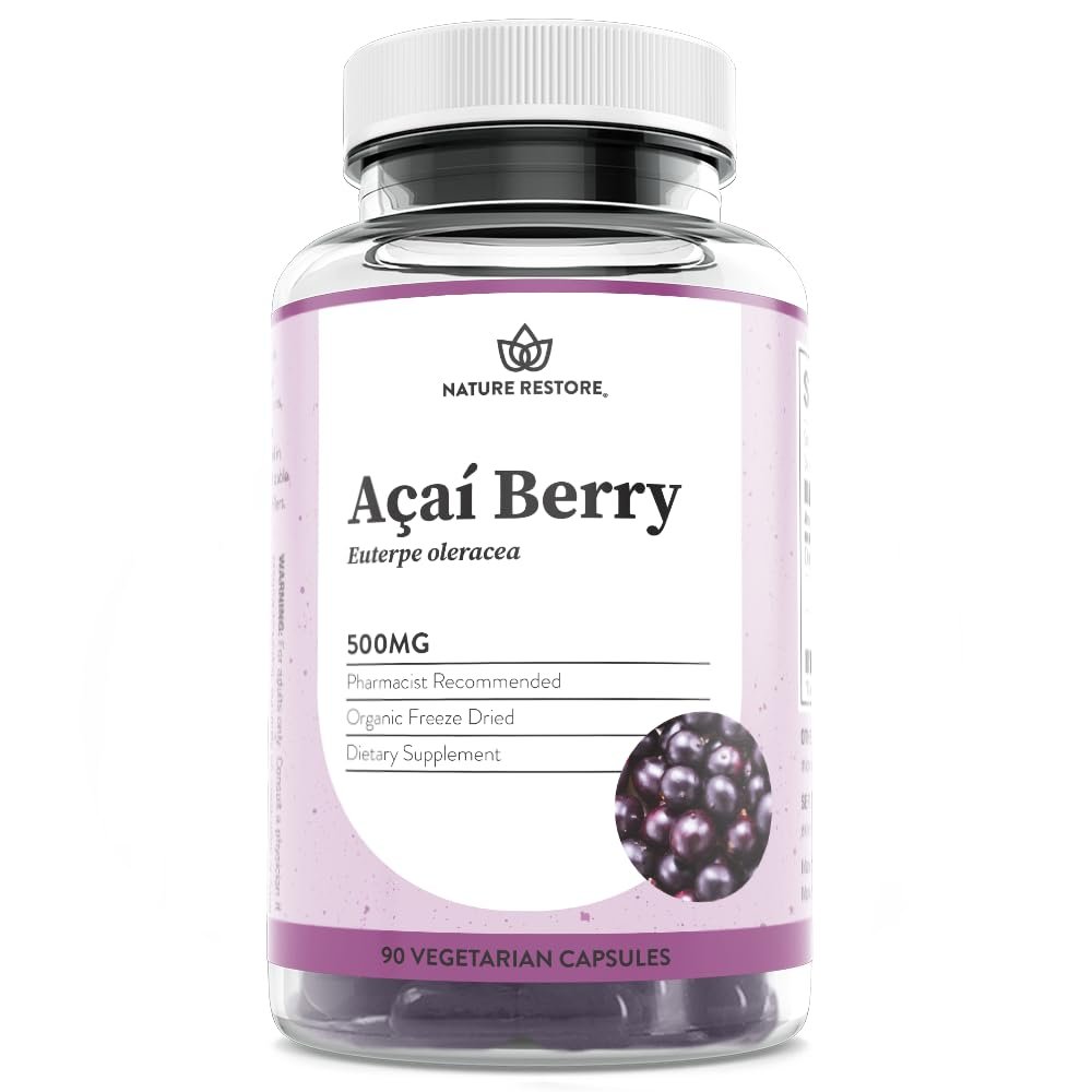 Nature Restore Bio Acai-Beere Kapseln, gefriergetrocknet, 90 Kapseln, Nicht GVO, Glutenfrei, Vegan