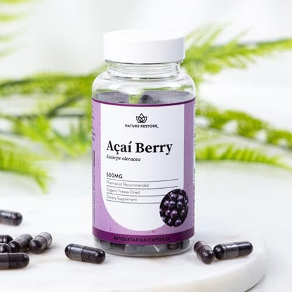 Nature Restore Bio Acai-Beere Kapseln, gefriergetrocknet, 90 Kapseln, Nicht GVO, Glutenfrei, Vegan