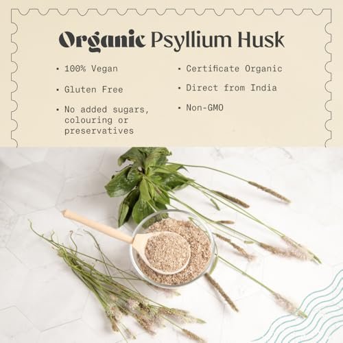 NaturaleBio Bio Ganzes Flohsamenschalenpulver 340g – 99% reine Flohsamenschalen, USDA Bio-zertifiziert, Isabgol-Ballaststoff für Keto, Paleo, Vegan & Glutenfrei