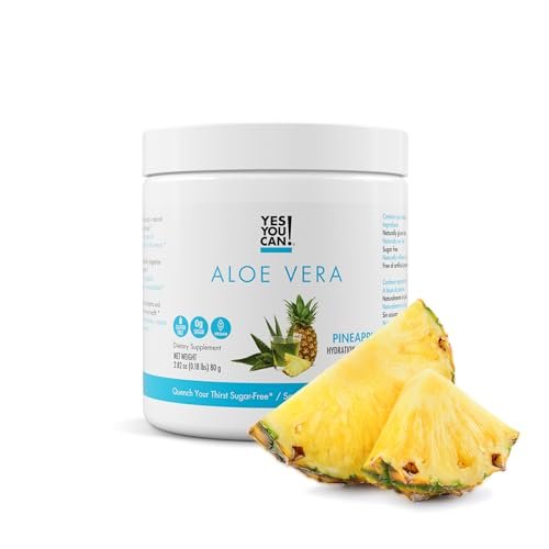 Yes You Can! Aloe Vera Pulvergetränk - Hydrationsbooster mit Bio-Aloe Vera Extrakt - Leckere Ananasgeschmack - 40 Portionen - Hergestellt in USA