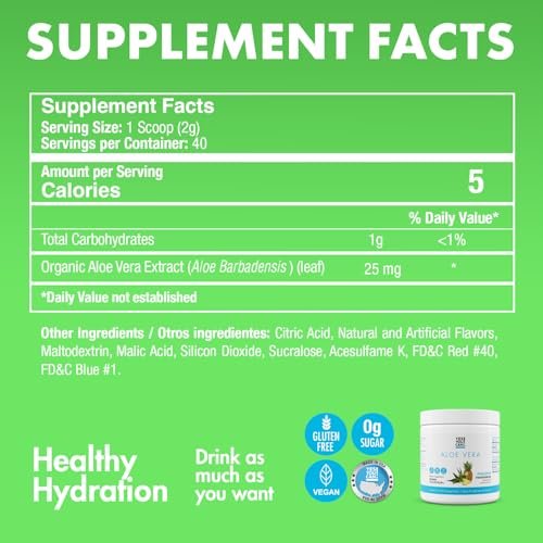 Yes You Can! Aloe Vera Pulvergetränk - Hydrationsbooster mit Bio-Aloe Vera Extrakt - Leckere Ananasgeschmack - 40 Portionen - Hergestellt in USA