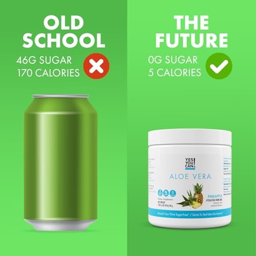 Yes You Can! Aloe Vera Pulvergetränk - Hydrationsbooster mit Bio-Aloe Vera Extrakt - Leckere Ananasgeschmack - 40 Portionen - Hergestellt in USA