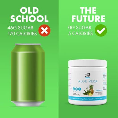 Yes You Can! Aloe Vera Pulvergetränk - Hydrationsbooster mit Bio-Aloe Vera Extrakt - Leckere Ananasgeschmack - 40 Portionen - Hergestellt in USA