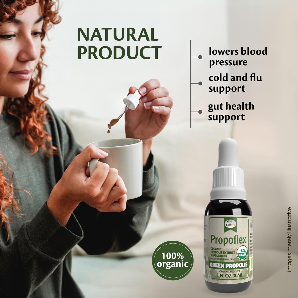 Beelife Propoflex Bio-Propolis Extrakt Organisch – Hoher Artepillin-C-Gehalt, Antioxidantienreiches Nahrungsergänzungsmittel für das allgemeine Wohlbefinden – Natürlich & Koscher – Hergestellt in Brasilien, 30 ml