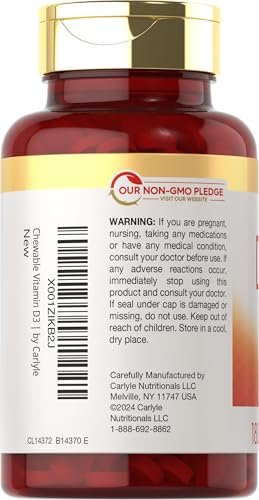 Carlyle Vitamin D3 Kautabletten 2000 IE (50 µg) | 180 Kautabletten mit Beerengeschmack | Vegetarisch, Nicht-GVO und Glutenfrei
