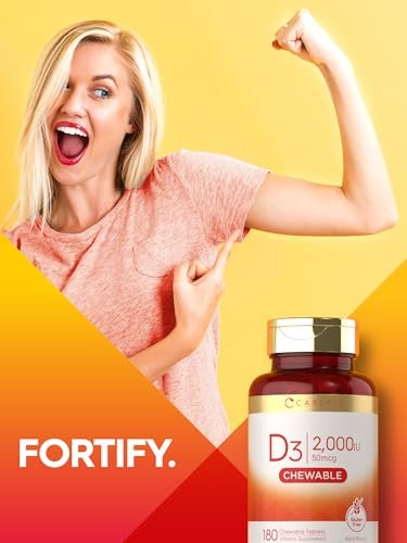 Carlyle Vitamin D3 Kautabletten 2000 IE (50 µg) | 180 Kautabletten mit Beerengeschmack | Vegetarisch, Nicht-GVO und Glutenfrei