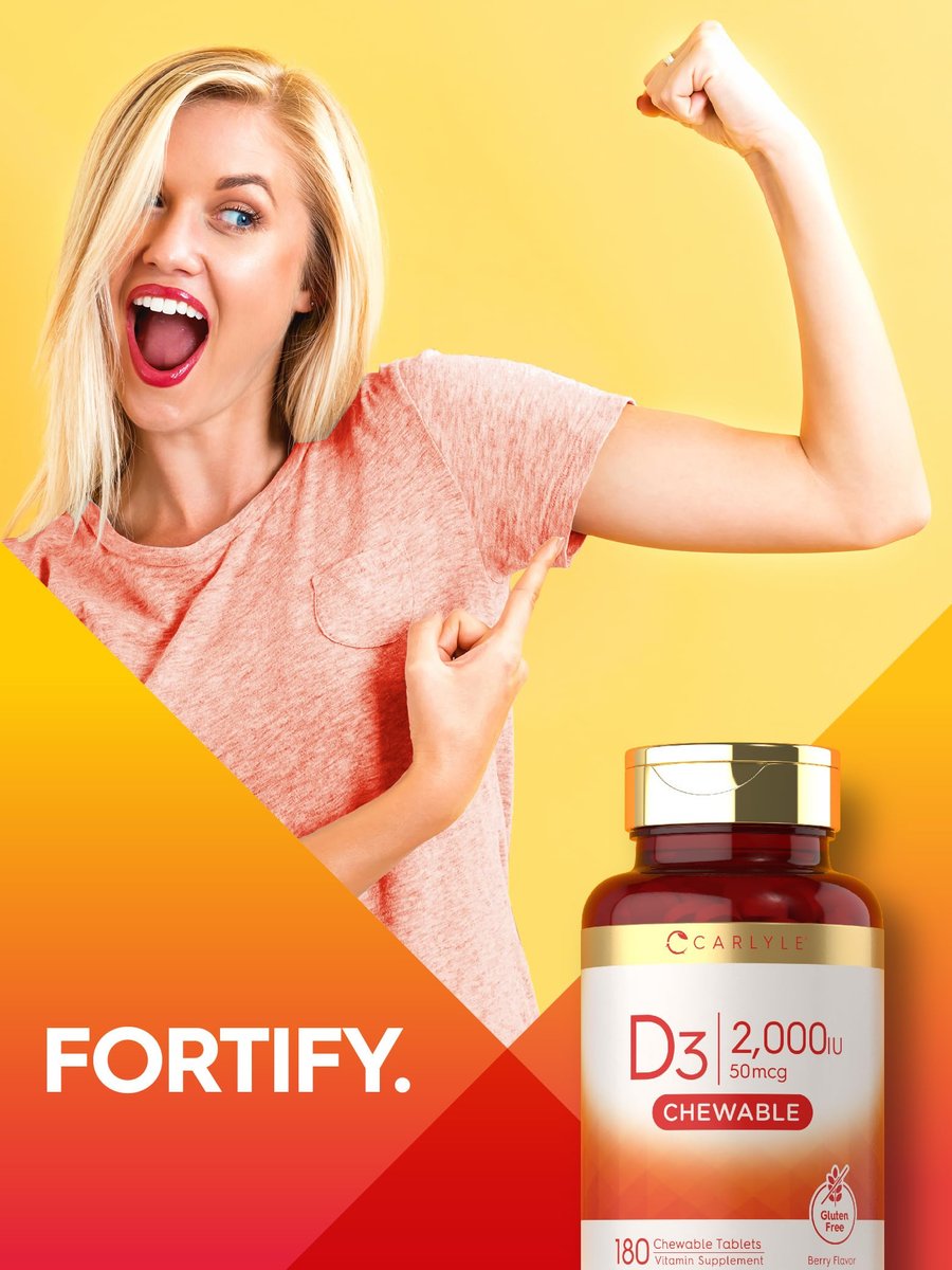 Carlyle Vitamin D3 Kautabletten 2000 IE (50 µg) | 180 Kautabletten mit Beerengeschmack | Vegetarisch, Nicht-GVO und Glutenfrei