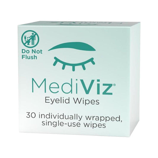 MEDIVIZ Augenlid-Reinigungstücher – 30 einzeln verpackte Tücher, sanfte, hypoallergene Lidtücher zur Linderung juckender Augen, Entfernung von Ablagerungen und Augen-Make-up