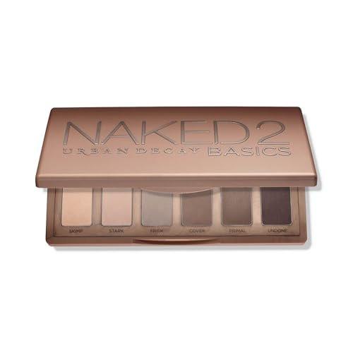 URBAN DECAY Naked 2 Basics Mini Lidschatten-Palette – 6 matte neutrale Nuancen, lang anhaltend, multifunktional für Augen, Kontur und Brauen, kühle Töne, Reisegröße mit Spiegel