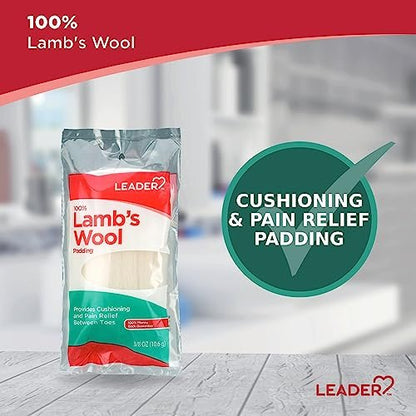 LEADER 100% Lammwolle Zehenpolster – Schmerzlinderung & Schutz bei Hühneraugen und Hornhaut, 2er-Pack