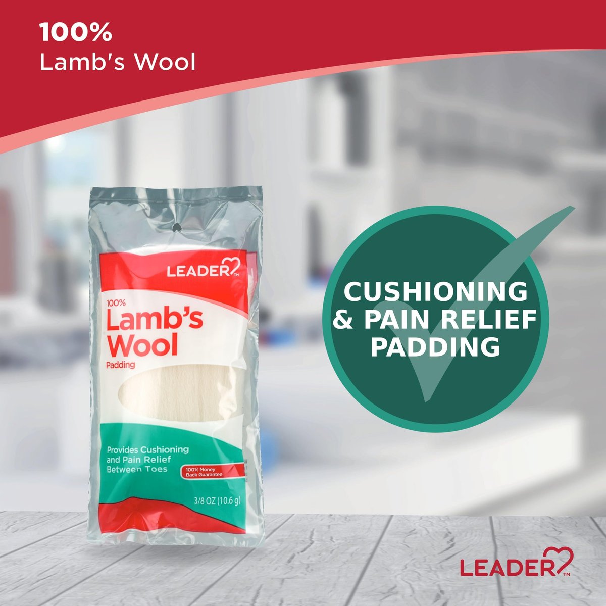 LEADER 100% Lammwolle Zehenpolster – Schmerzlinderung & Schutz bei Hühneraugen und Hornhaut, 2er-Pack