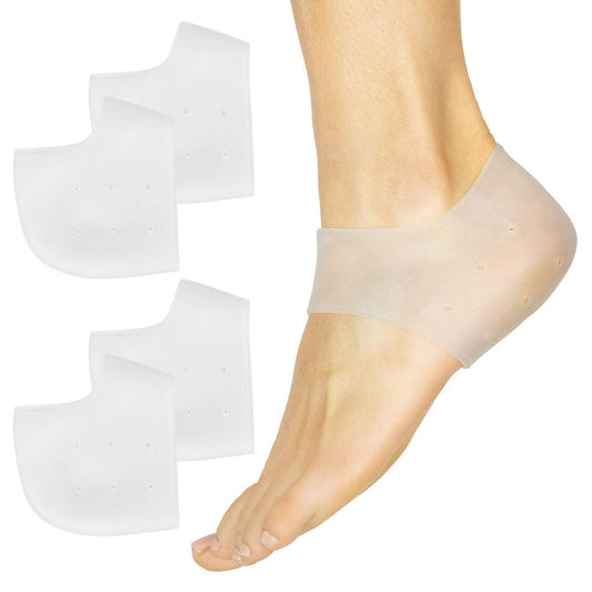 ViveSole Silikon Fersenprotektoren (2 Paar) - Gel-Schutz für Frauen und Männer, feuchtigkeitsspendende Linderung von Blasen, rissigen Füßen, Plantarfasziitis, Fersensporn, weiche Polsterung, stützende Einlegesohle