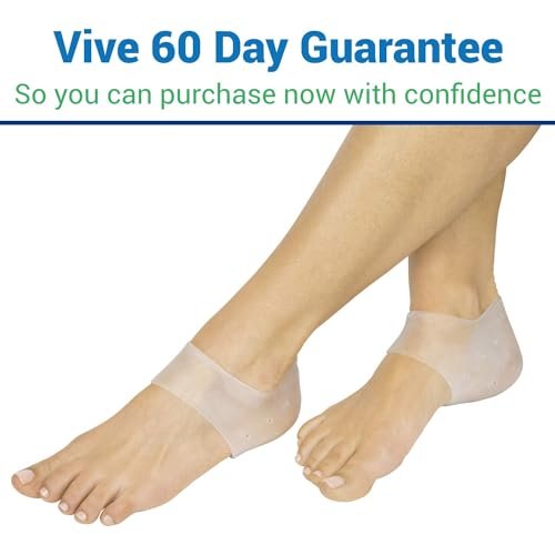 ViveSole Silikon Fersenprotektoren (2 Paar) - Gel-Schutz für Frauen und Männer, feuchtigkeitsspendende Linderung von Blasen, rissigen Füßen, Plantarfasziitis, Fersensporn, weiche Polsterung, stützende Einlegesohle