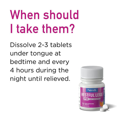 Hyland's Restful Legs PM – Nachtformel zur Beruhigung unruhiger Beine für erholsamen Schlaf, 50 schnell lösliche Tabletten (2er-Pack)