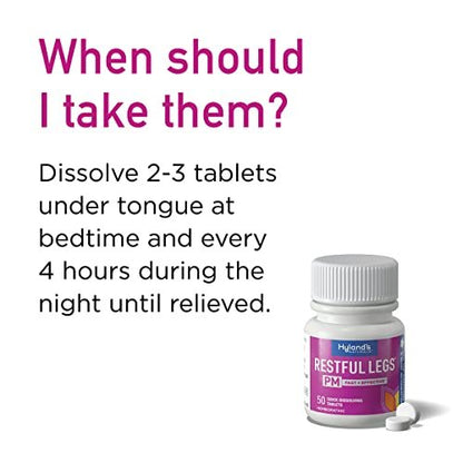 Hyland's Restful Legs PM – Nachtformel zur Beruhigung unruhiger Beine für erholsamen Schlaf, 50 schnell lösliche Tabletten (2er-Pack)