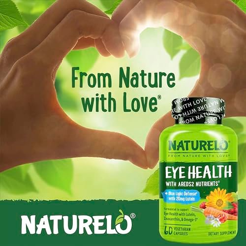 NATURELO Augen Vitamine - AREDS 2 Formel mit Lutein, Zeaxanthin, Vitamin C, E, Zink plus DHA - Nahrungsergänzung für trockene Augen, gesundes Sehen, Augenunterstützung - 60 vegane Kapseln