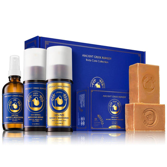 Ancient Greek Remedy Bio Geschenkset – Körperöl, Gesichtscreme, Fußbalsam & 2 Seifenstücke – Lavendel Pflegeset für Frauen – Ideal zu Weihnachten, Geburtstag & Self Care