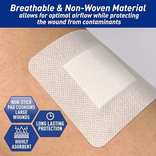 MED PRIDE Bordered Gauze-Island Dressing 4'' x 4'' – 25 einzeln verpackte sterile Wundauflagen mit Kleberand, saugfähig & atmungsaktiv, latexfrei