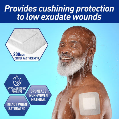 MED PRIDE Bordered Gauze-Island Dressing 4'' x 4'' – 25 einzeln verpackte sterile Wundauflagen mit Kleberand, saugfähig & atmungsaktiv, latexfrei